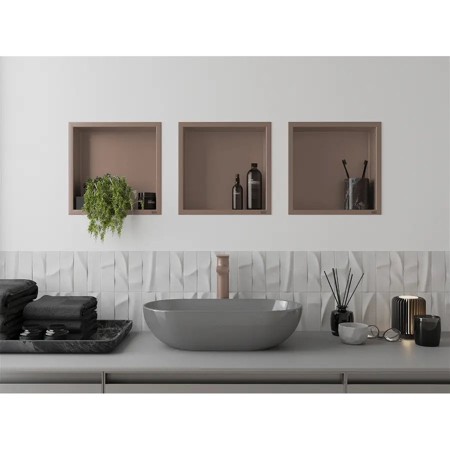 Полиця для душу металева вбудована бронзова 30 см Nett YBr-29