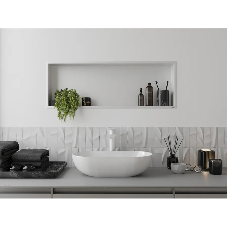 Полиця до ванної вбудована горизонтальна 70 см біла Nett YW-70