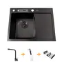 Комплект чорної кухонної мийки та змішувача з нержавіючої сталі NB-6045