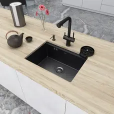 Кухонна мийка чорна під стільницю 1.5 мм з PVD покриттям Nett NB-5742