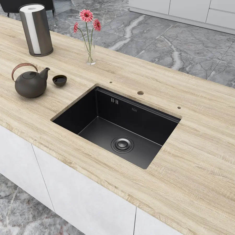Кухонна мийка чорна під стільницю 1.5 мм з PVD покриттям Nett NB-5742