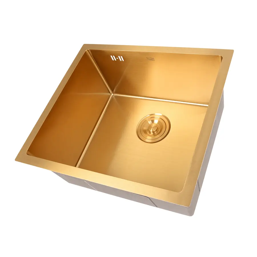 Золота кухонна мийка з нержавійки 50 см під стільницю 1.5 мм Nett NG-5045