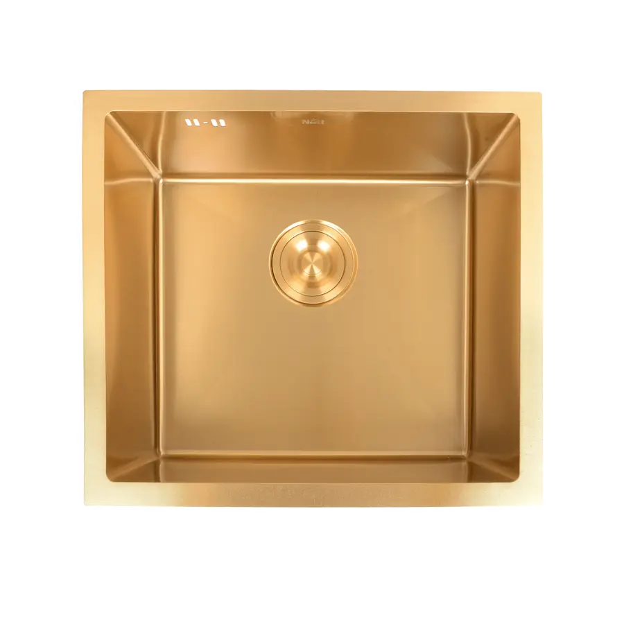 Золота кухонна мийка з нержавійки 50 см під стільницю 1.5 мм Nett NG-5045