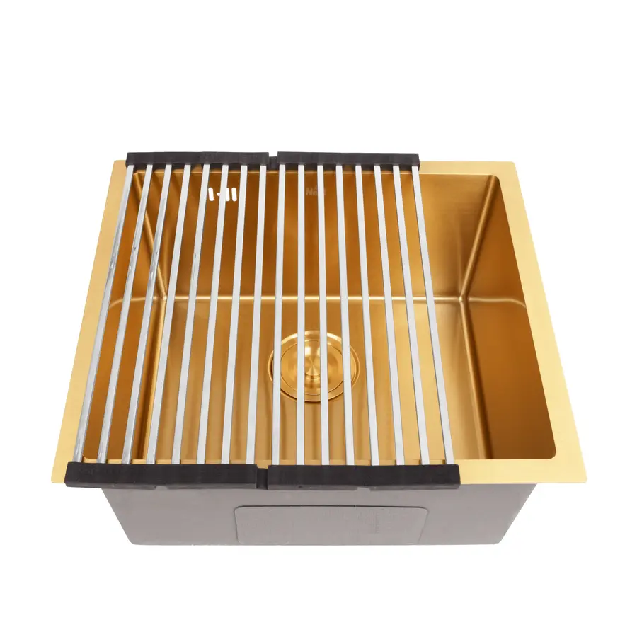 Золота кухонна мийка з нержавійки 50 см під стільницю 1.5 мм Nett NG-5045