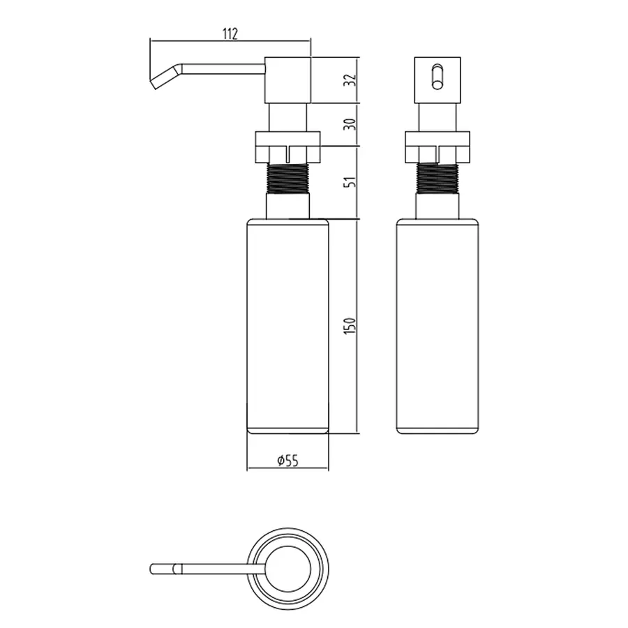 Дозатор для кухонної мийки графітовий врізний Nett Gr-300