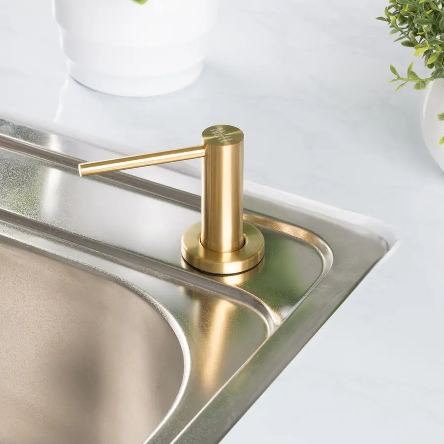 Дозатор для кухонної мийки золотий врізний Nett DFG-300 + трубка