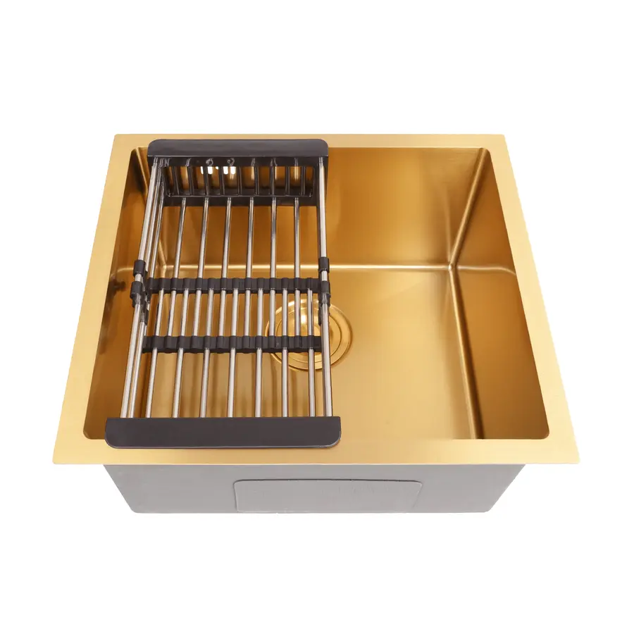 Золота мийка для кухні з нержавійки 50 см під стільницю Nett NG-5045