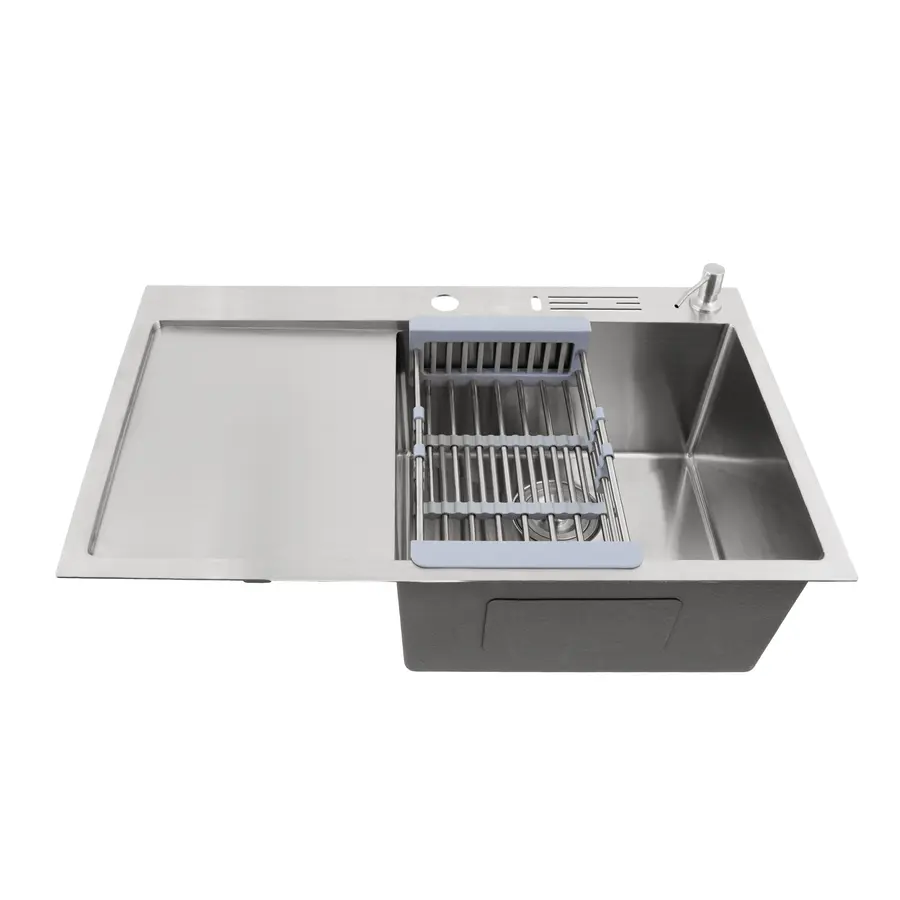 Кухонна мийка з нержавіючої сталі з лівим крилом накладна Nett NS-7848(L)