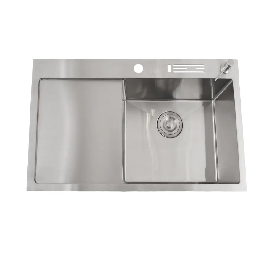 Кухонна мийка з нержавіючої сталі з лівим крилом накладна Nett NS-7848(L)