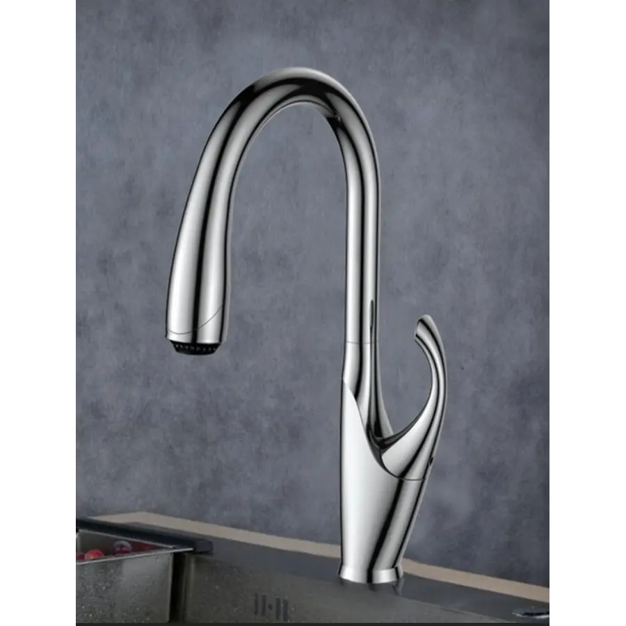 Одноважільний змішувач для кухні з висувним виливом "Лебідь" Nett SWH-435