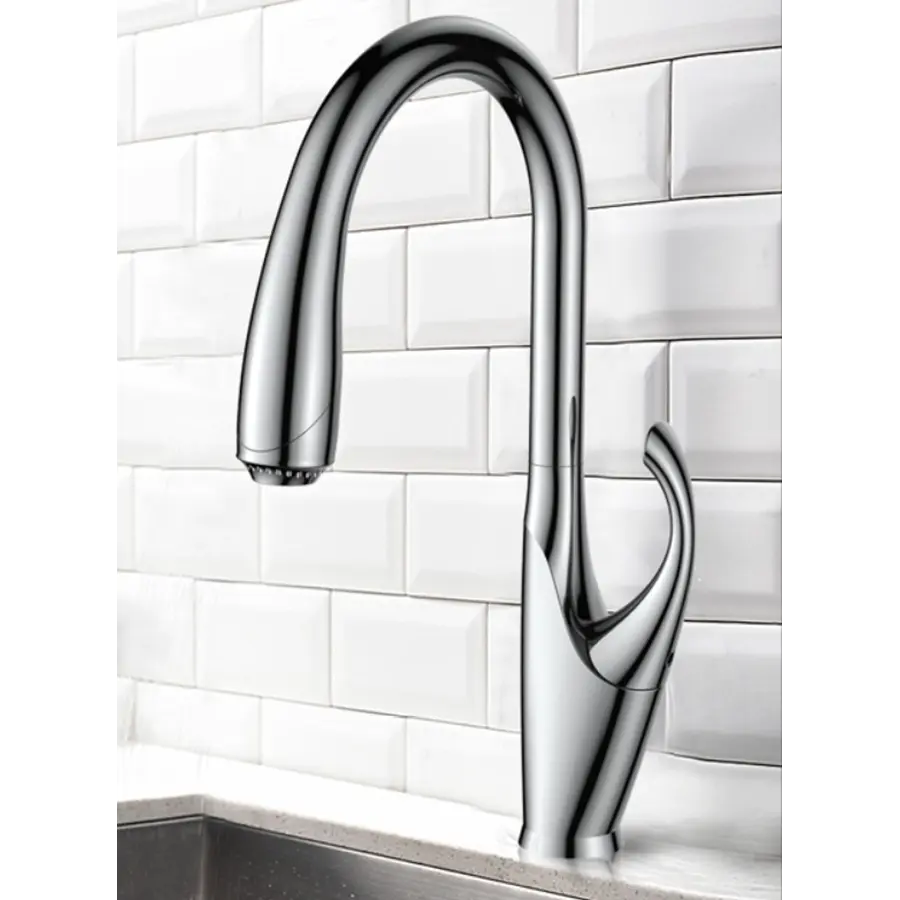 Одноважільний змішувач для кухні з висувним виливом "Лебідь" Nett SWH-435