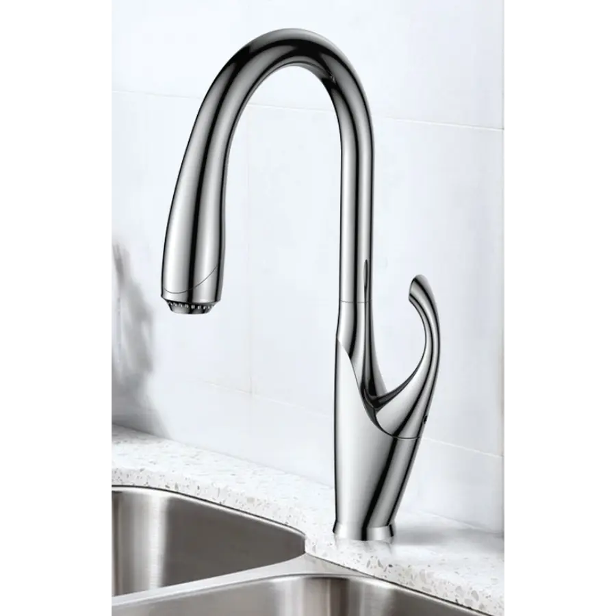 Одноважільний змішувач для кухні з висувним виливом "Лебідь" Nett SWH-435