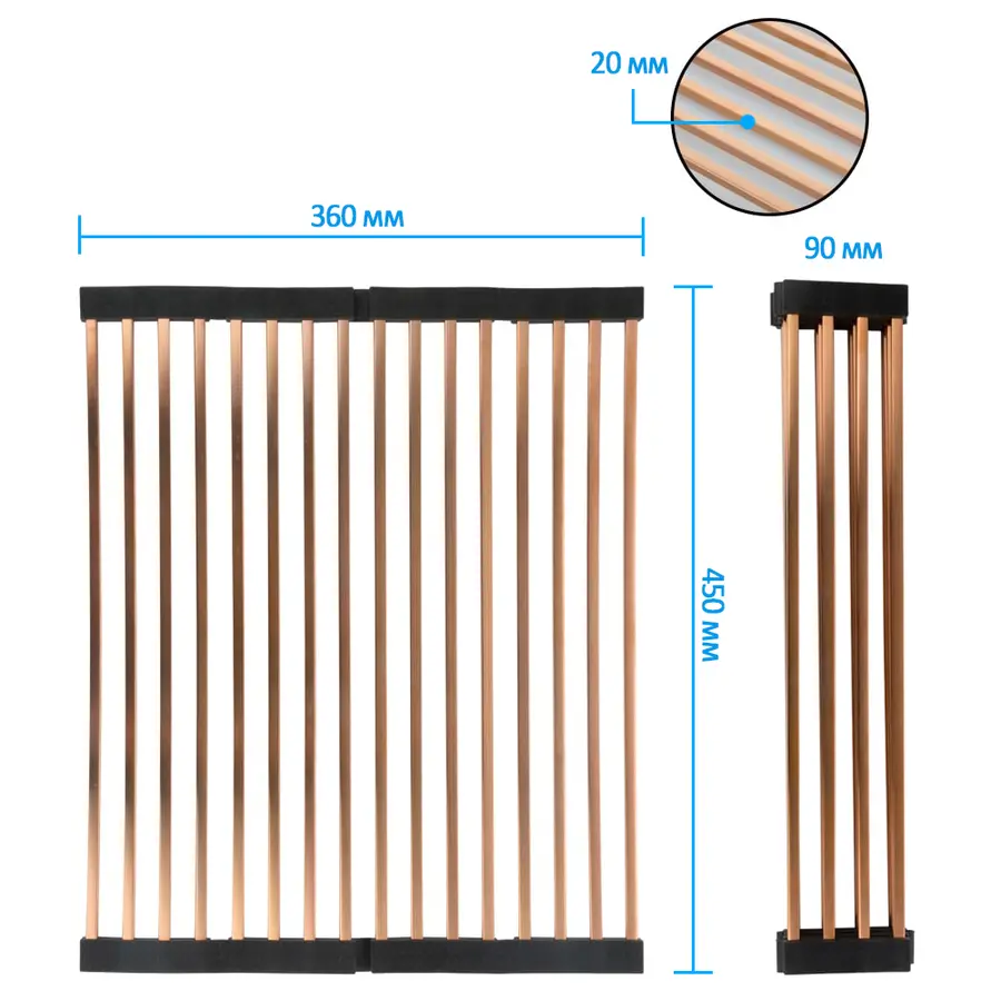 Нержавіючий килимок для мийки золотий Nett KG-16 (45)
