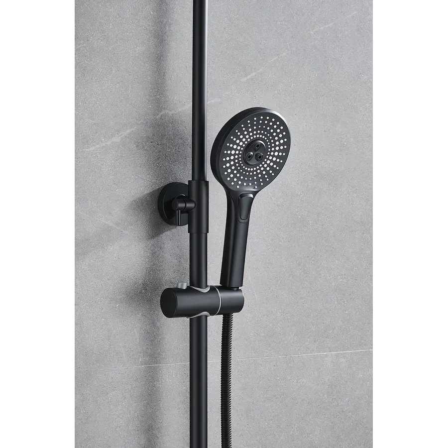 Чорна душова система з термостатом зовнішнього монтажу для душу Nett SSB-24