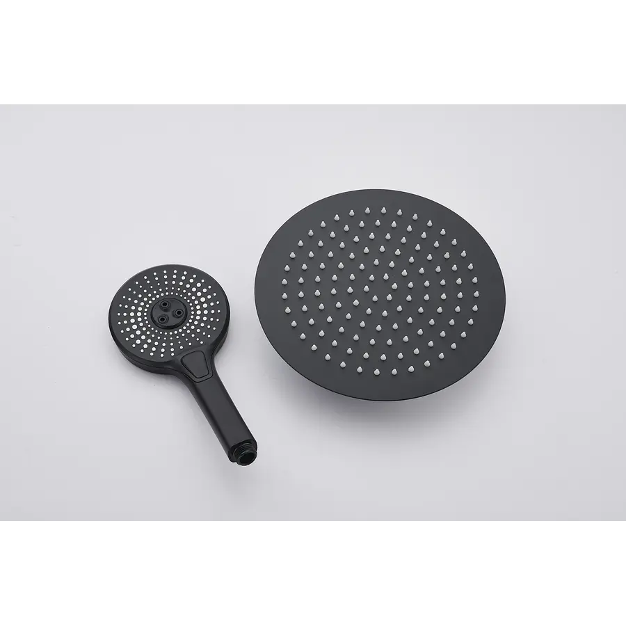 Чорна душова система з термостатом зовнішнього монтажу для душу Nett SSB-24