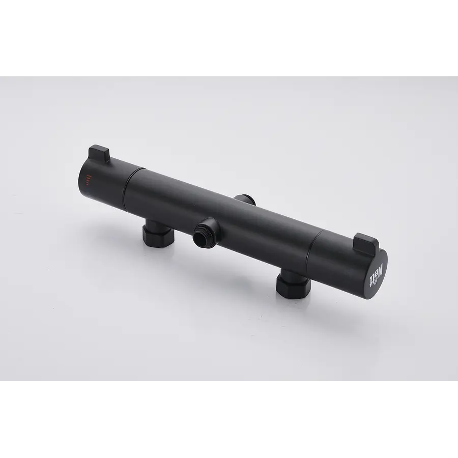 Чорна душова система з термостатом зовнішнього монтажу для душу Nett SSB-24