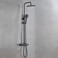 Чорна душова система з термостатом зовнішнього монтажу для душу Nett SSB-24