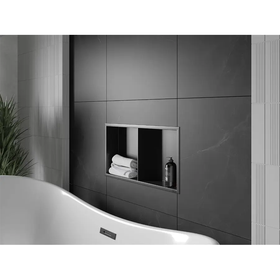 Полиця для душу вбудована чорна нержавіюча 60 см Nett YB-60