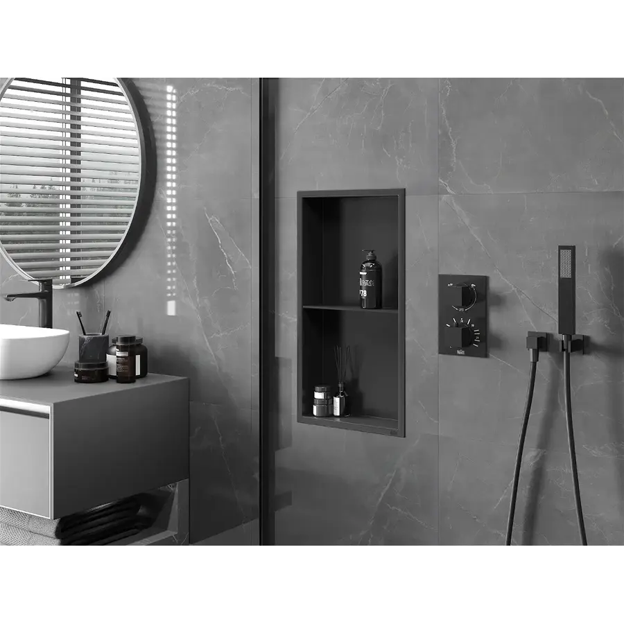 Полиця для душу вбудована чорна нержавіюча 60 см Nett YB-60