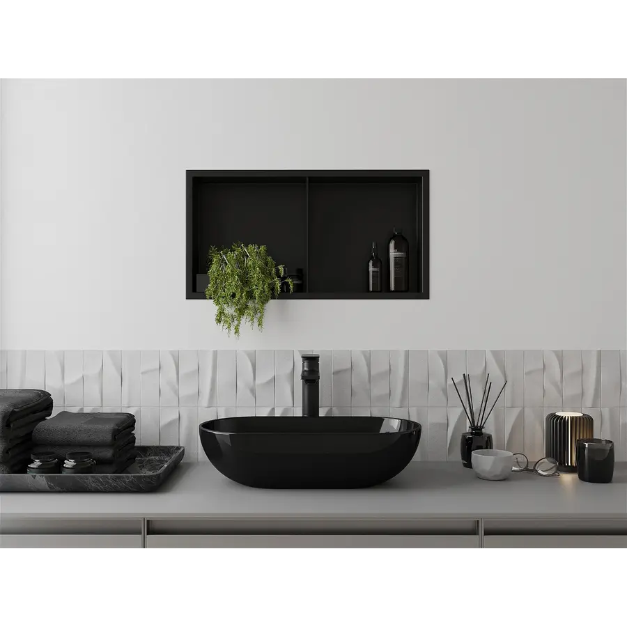 Полиця для душу вбудована чорна нержавіюча 60 см Nett YB-60