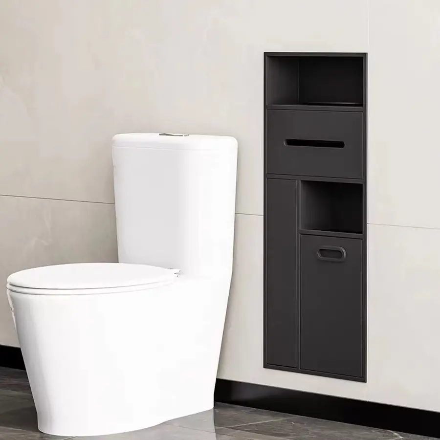 Полиця до туалета металева вбудована чорна Nett TBP-70