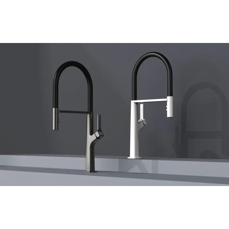 Змішувач для кухні з гнучким виливом графітовий Nett GG-56