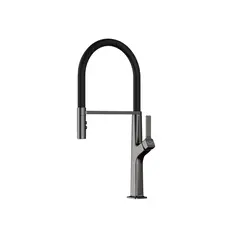 Змішувач для кухні з гнучким виливом графітовий Nett GG-56