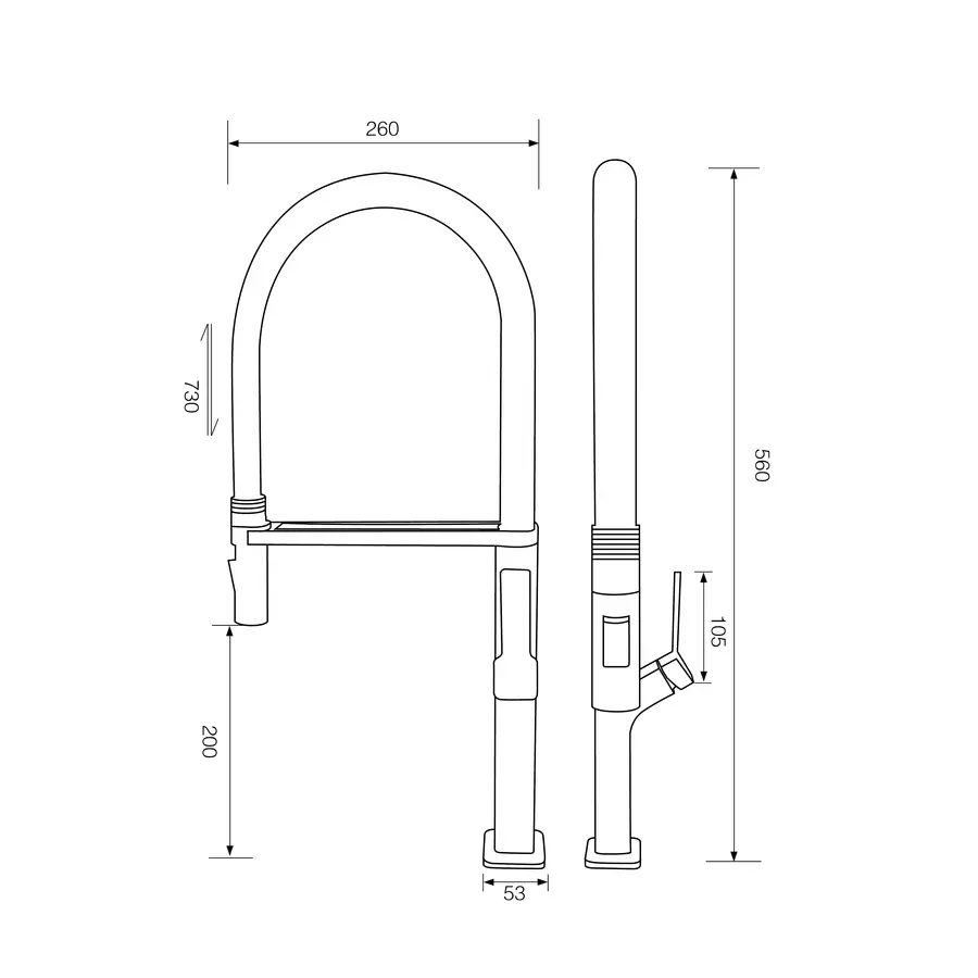 Змішувач для кухні з гнучким виливом графітовий Nett GG-56
