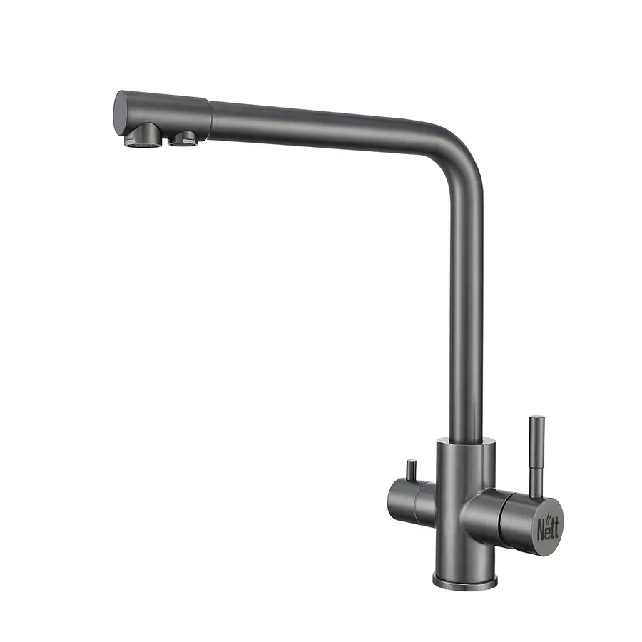 Змішувач для кухні з підключенням до фільтру графітовий "Frosh" Nett FGr-33