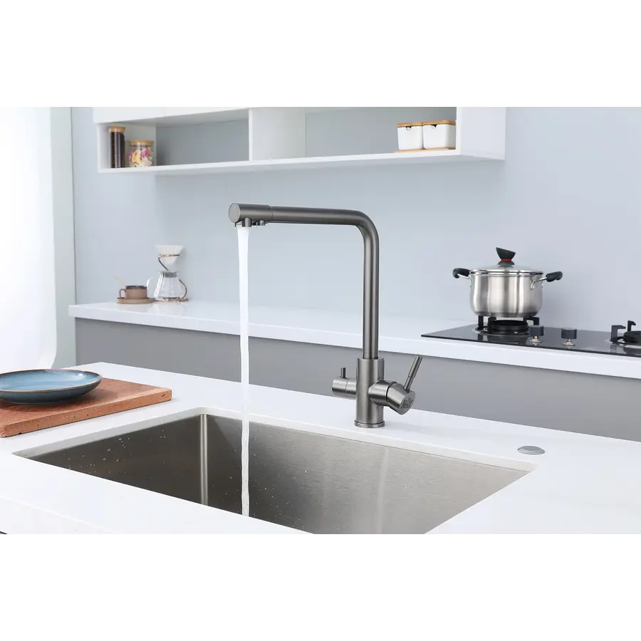 Змішувач для кухні з підключенням до фільтру графітовий "Frosh" Nett FGr-33