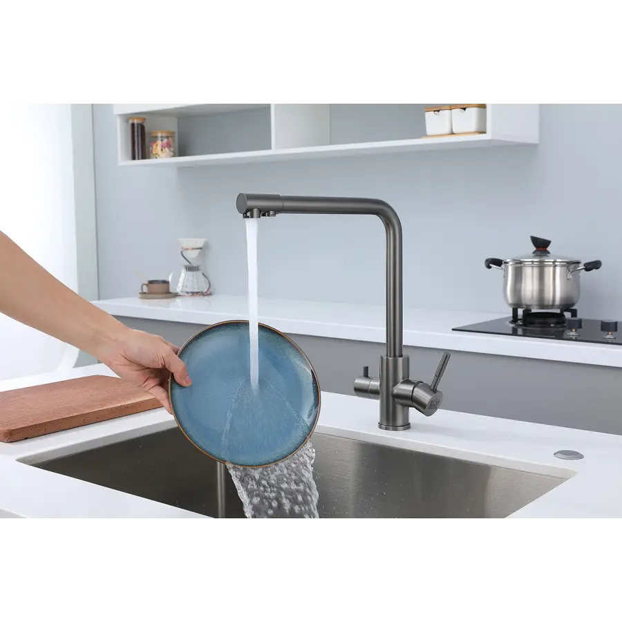 Змішувач для кухні з підключенням до фільтру графітовий "Frosh" Nett FGr-33