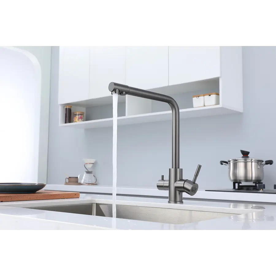 Змішувач для кухні з підключенням до фільтру графітовий "Frosh" Nett FGr-33