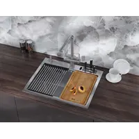 Кухонна мийка накладна з нержавійки 1.5 мм кухонна станція Nett NS-5747