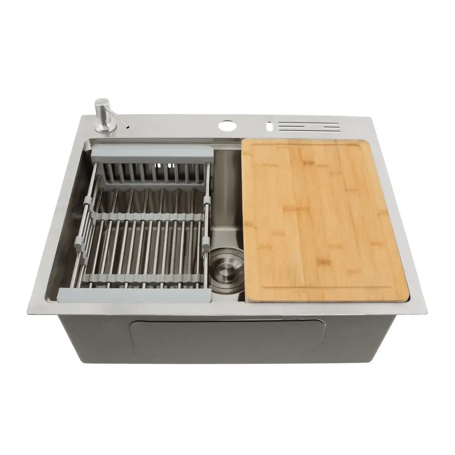 Кухонна мийка накладна з нержавійки 1.5 мм кухонна станція Nett NS-5747