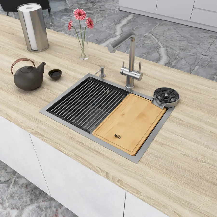 Кухонна мийка з нержавійки 1.5 мм під стільницю Nett NS-5742