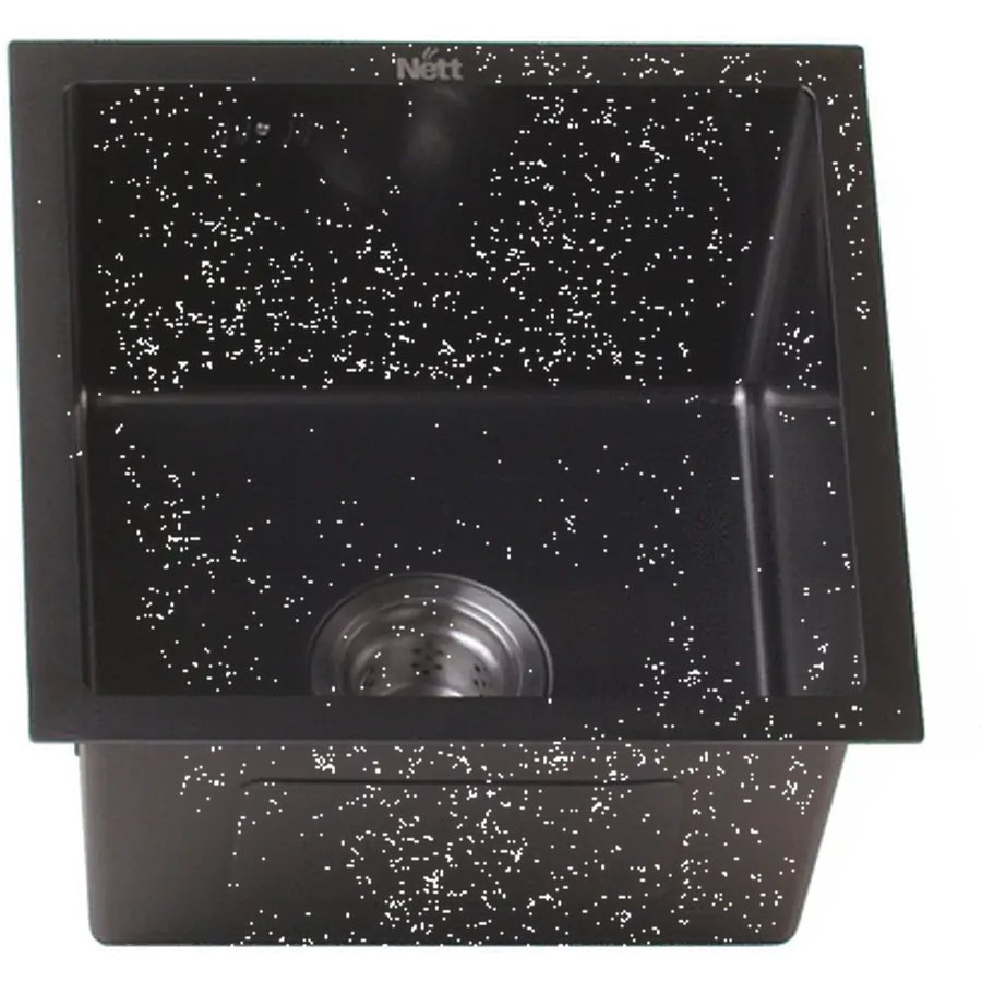 Чорна кухонна мийка з нержавійки 50 см під стільницю 1.5 мм Nett NВ-5045