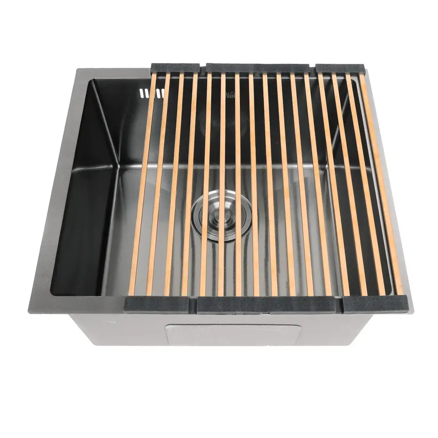 Чорна кухонна мийка з нержавійки 50 см під стільницю 1.5 мм Nett NВ-5045