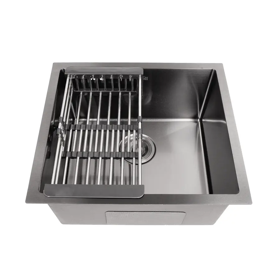 Чорна кухонна мийка з нержавійки 50 см під стільницю 1.5 мм Nett NВ-5045