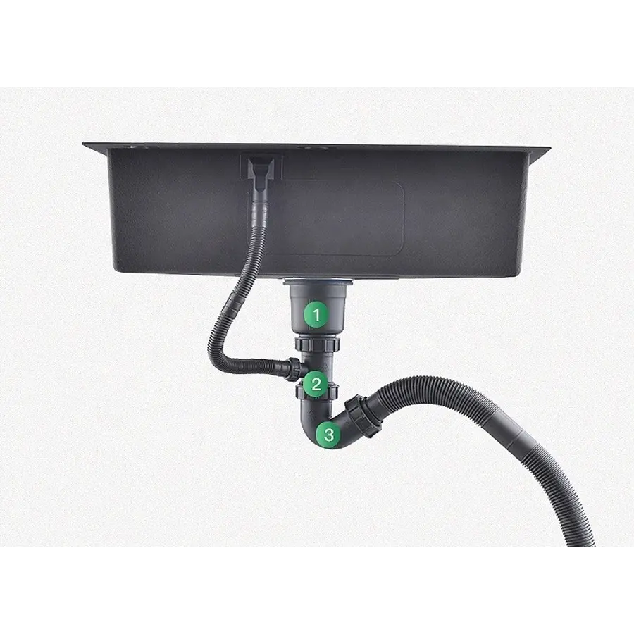 Мийка для кухні чорна під стільницю декорована з PVD покриттям Nett NBS-5742