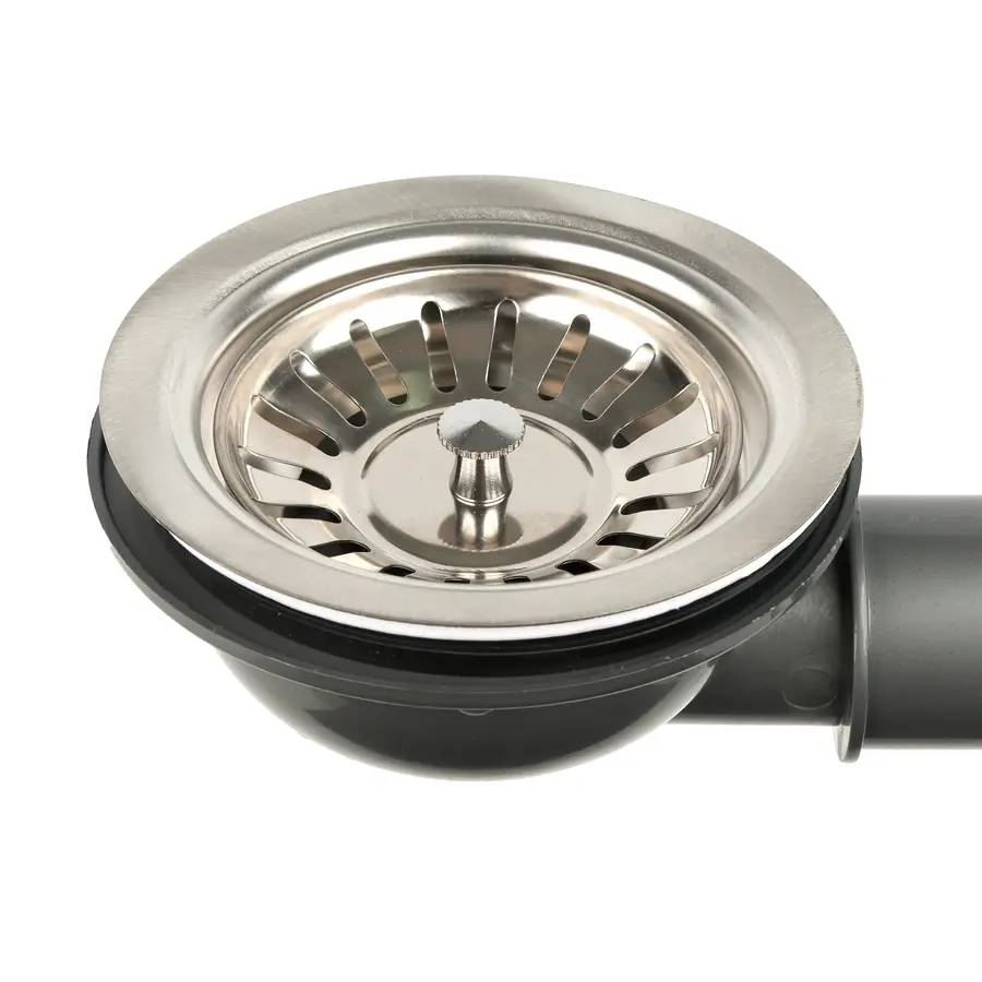 Сифон для мийки на кухню з нержавійки з переливом та підключенням до посудомийки DMS-110