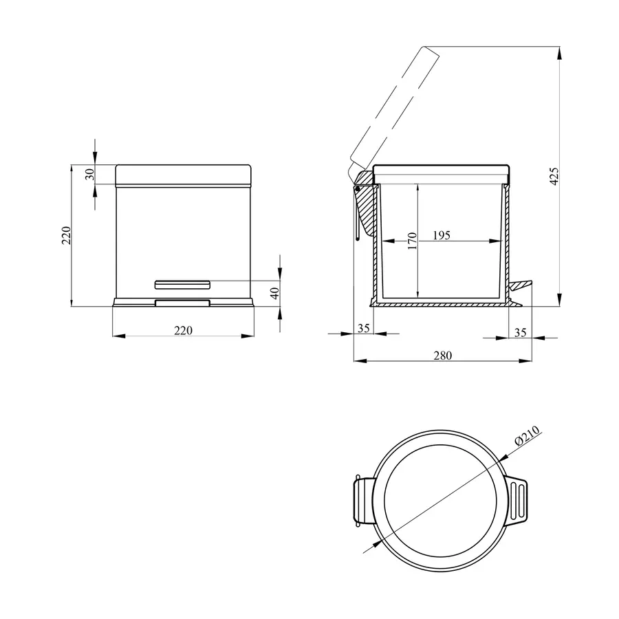 Ведро для мусора Kroner KRM Rizze - ACE411 3 л