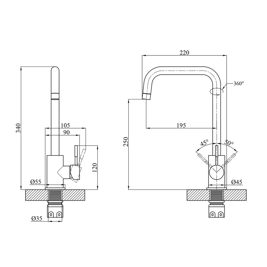 Змішувач для кухні Agua Acero-INOX037