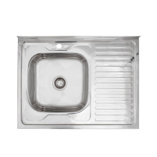 Кухонна накладна мийка з нержавіючої сталі Kroner KRP Polierte-6080L 0.6 мм-160