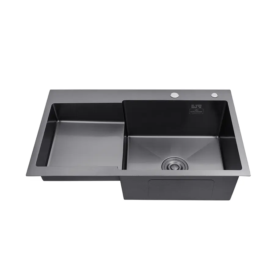 Кухонна мийка Kroner KRP PVD Schwarze - 7848RHM (3,0/1,0 мм)