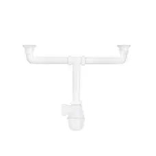 Сифон двойной для кухонной мойки KronoPlast 1 1/2''х40 мм с резьбовыми выпусками SM34410000<br>