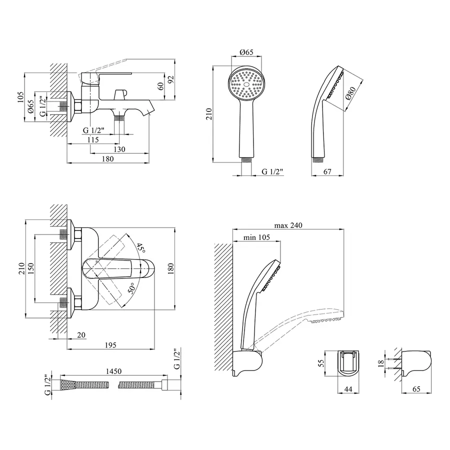 Змішувач для ванної Kroner KRP Armada - C060