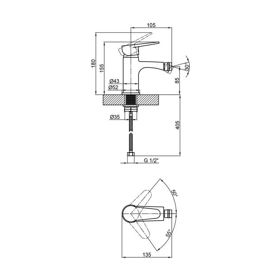 Смеситель для биде Kroner KRM Elbe - C020