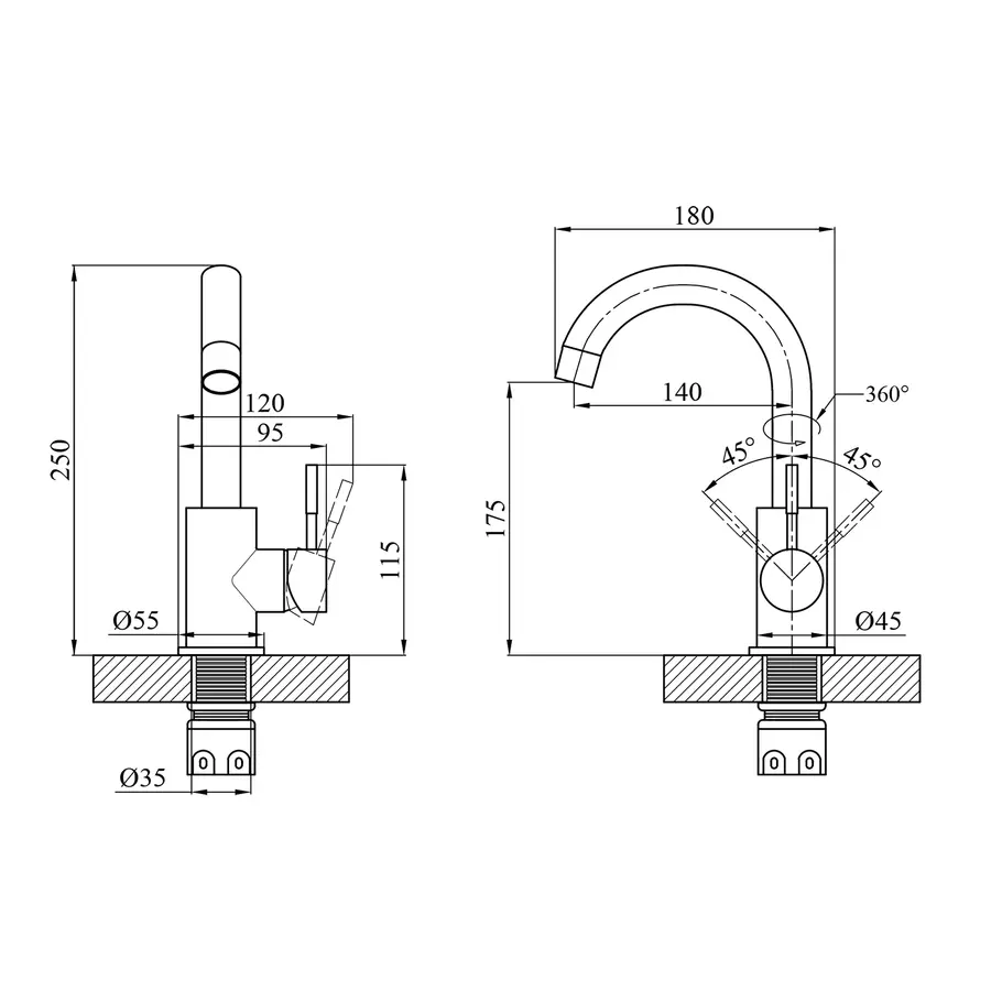 Змішувач для раковини Agua Acero-INOX011