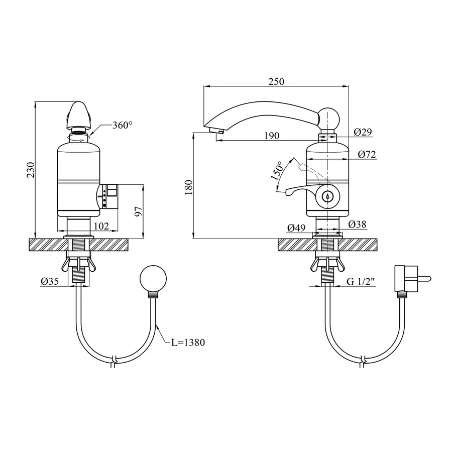 Проточний водонагрівач Kroner KRM Volt - CW192FA