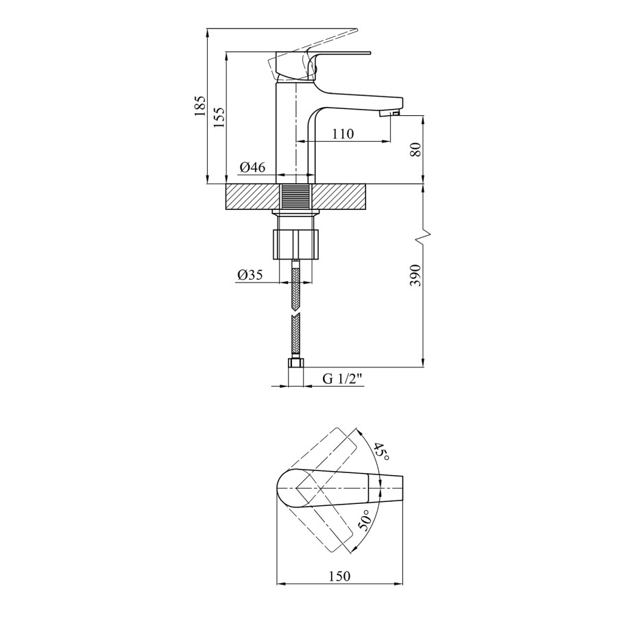 Смеситель для раковины Kroner KRM Oker - C010